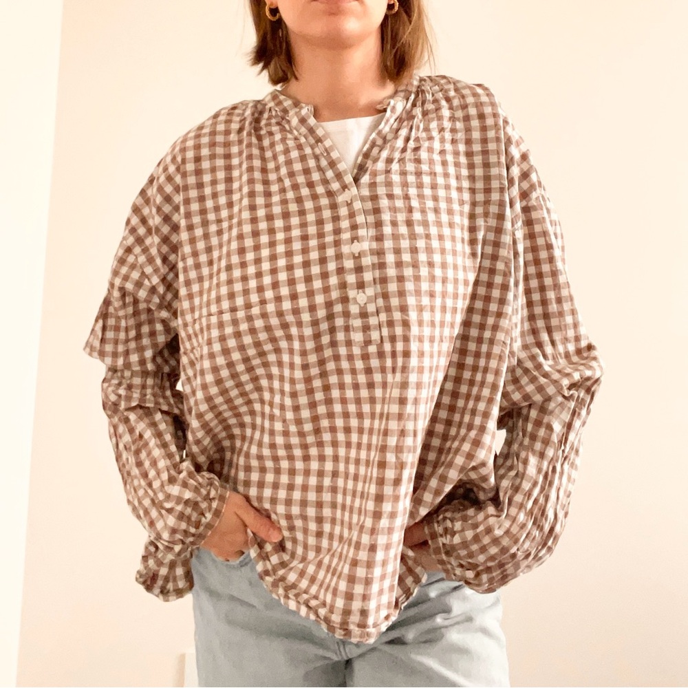 Universal Thread Brown Checkered Blouse - image 2